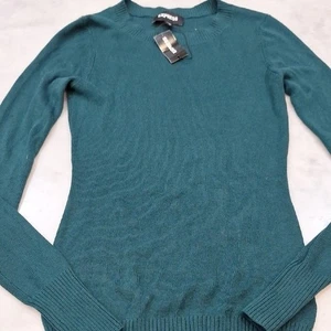Maglione donna girocollo leggero nuovo Express verde profondo aderente body con taglia XS - Foto 1 di 5