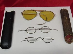 Eine Pilotenbrille & zwei Paar antike Brillen mit Original Etui - Bild 1 von 3