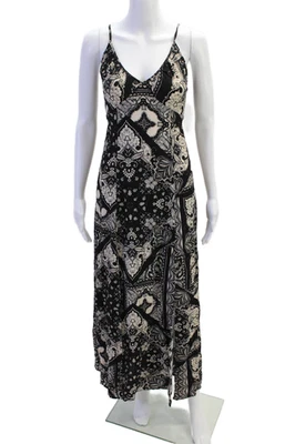 Vestido largo floral Love Stitch para mujer con cuello en V y tirantes de espagueti dobladillo abertura talla S Foto 1 de 4