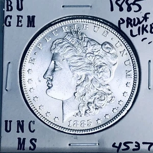 1885 BU GEM MORGAN SILVER DOLLAR UNC MS+++ U.S. MINT RARE COIN 4537 - Picture 1 of 3