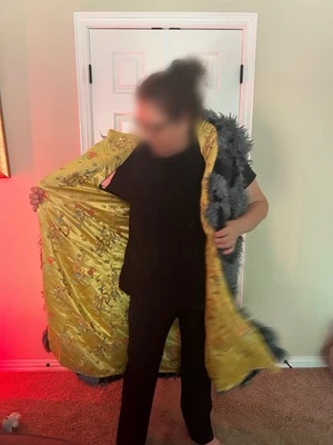 Custom Made Burning Man Playa Vest Coat Faux Fur One Size Lined Unisex Hood Blue - Image 1 of 4