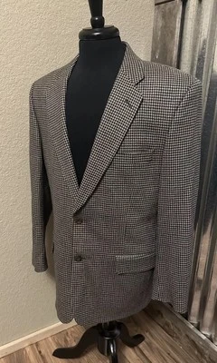 Traje de lana para hombre Botany 500 chaqueta pata de gallo pecho sng negocios corporativo Foto 1 de 4