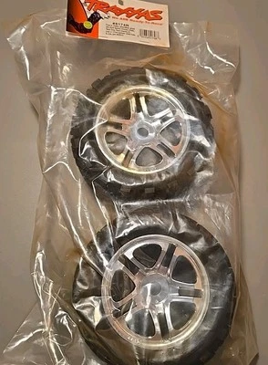 Traxxas SS Split Spoke Wheels Talon Tires 17mm Splined Hex Revo T-Maxx 5174R - Image 1 of 2