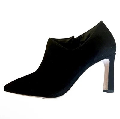 Antonio Melani Negro Gamuza Cuero Tacón al Tobillo Punta Vestido Botín NUEVO Foto 1 de 4