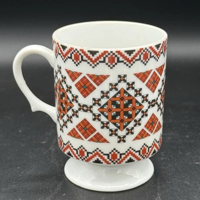 Taza cerámica porcelana arte ucraniano vintage de Marausia roja negra blanca Foto 1 de 4