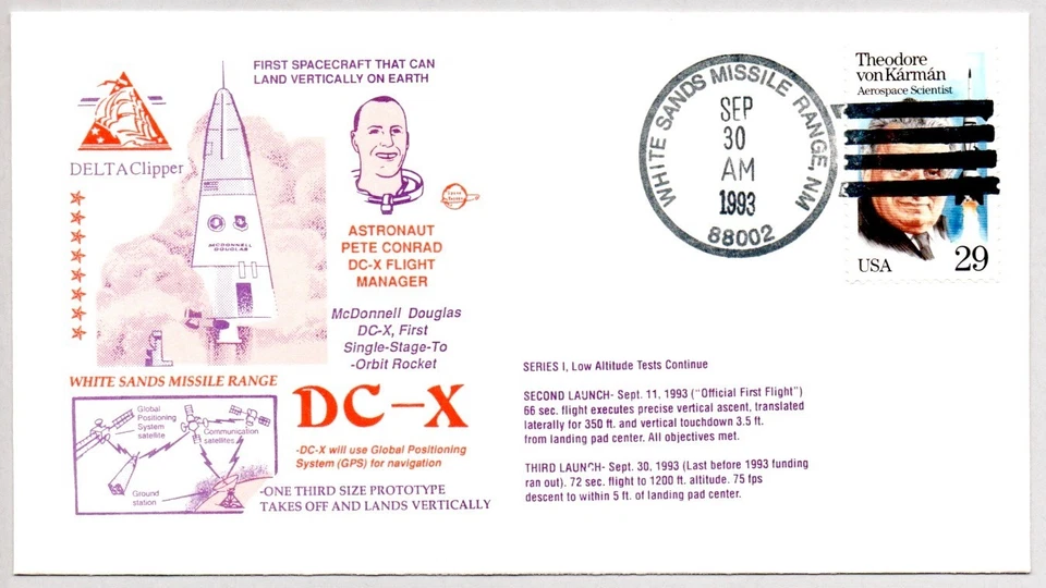 DELTA CLIPPER DC-X TERCER LANZAMIENTO 30/09/1993, ASTRONAUTA PETE CONRAD, ARENA BLANCA Foto 1 de 1