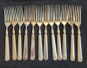 Antique 1847 Rogers Bros/Meriden B Co. Colab Silverplate Shell 12 Forks Flatware - Picture 1 of 11