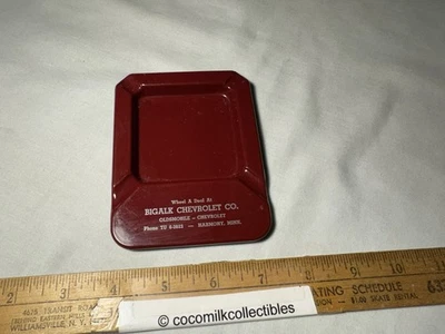 1950's Advertising Ashtray Bigalk Chevrolet Oldsmobile Co Harmony Minnesota MN - Image 1 of 4