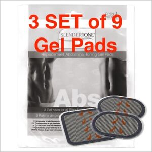 SLENDERTONE Replacement Abdominal Toning Gel Pads Unisex 3 set of 9 Gel Pads New