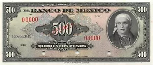 México 500 Pesos ND.1936 - 1943 P 32s or P 43s Uncirculated Banknote Mea11 - Picture 1 of 2