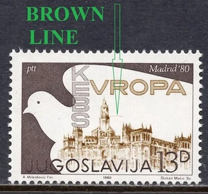 022 - YUGOSLAVIA 1980 - KEBS - EUROPA - ERROR - Brown Line - MNH  - Picture 1 of 2