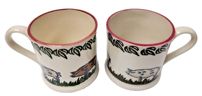 Pair of Brixton Pottery Mugs - Small Field Pig 8oz - Image 1 of 4