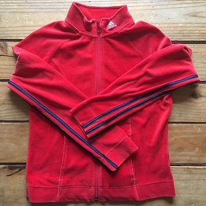 Chaqueta Adidas Mujer Mediana Terciopelo Rojo Rayas con Cremallera Completa 242169 AZB001 08/06 - Imagen 1 de 11