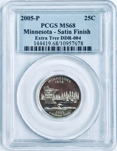 2005-P 25C PCGS MS68 Minnesota-Satin Finish Extra Tree DDR-004 - Picture 1 of 4
