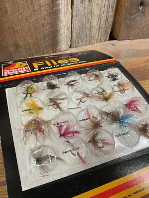 Moscas atadas South Bend de colección 20 cardadas - paquete original de pesca con mosca Foto 1 de 4