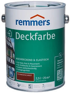 Deckfarbe Wetterschutzfarbe Schwedischrot wasserbasiert Remmers 2,5L - Bild 1 von 2