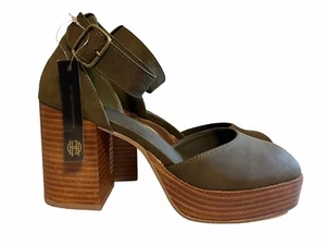 HOUSE OF HARLOW 1960 Size 8M Green Platform Block Heel Shoes New - Picture 1 of 10