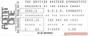 GYMNASTICS TICKET - Russia USSR Soviet Union Display team @ Earls Court 1973 - Picture 1 of 1
