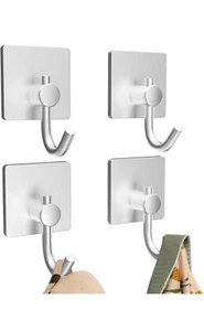 4 Packs Towel Hooks Self Adhesive Door Hooks Aluminum Alloy Sticky Hooks - Picture 1 of 5