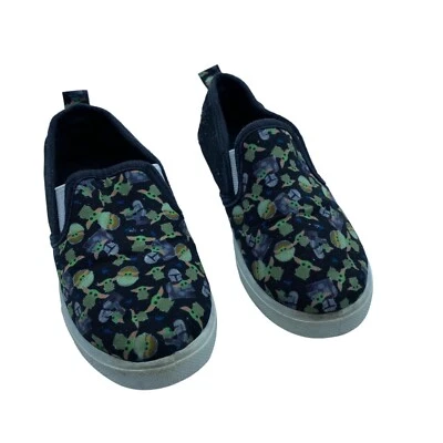 Disney The Mandalorian Baby Toddler Size 9 Yoda Black Slip On Canvas Sneakers - Imagem 1 de 4