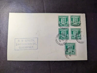 1941 England British Channel Islands Cover Guernsey CI Local Use RR Green - Image 1 of 2