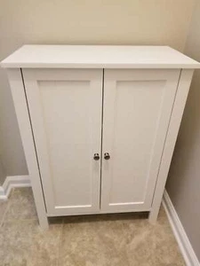Badezimmer Boden Aufbewahrungsschrank mit Doppeltür verstellbarem Regal, 24”L x 12”B x - Bild 1 von 13