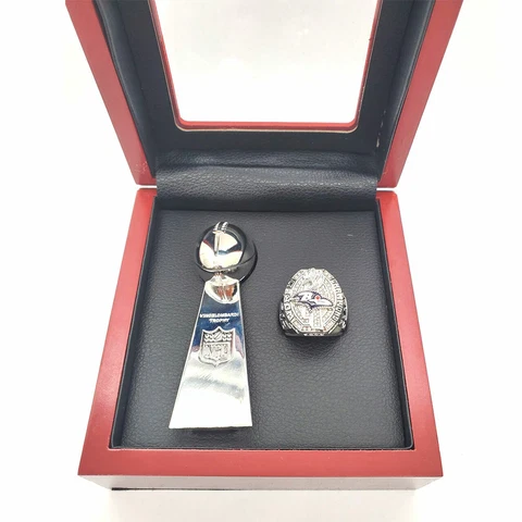 2012 Baltimore Ravens Peyton Manning Ring Vince Lombardi Trophy 4' + Display Box Cover