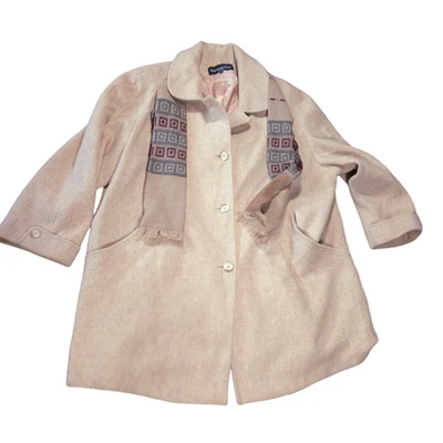 Abrigo Pesado Vintage Herman Kay Mezcla Lana Mujer Talla 20W Bufanda Adjunta Invierno Foto 1 de 4