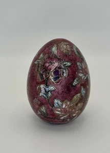 Handbemaltes Keramik Ei China Lila Gold Blumenmuster Vintage Sammlerstück 4 Zoll - Bild 1 von 5