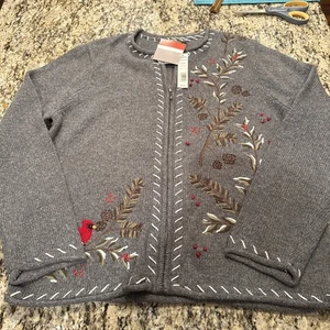 Maglione Croft and Barrow tema invernale Cardinal Xl Petite nuovo cerniera natalizia - Foto 1 di 5