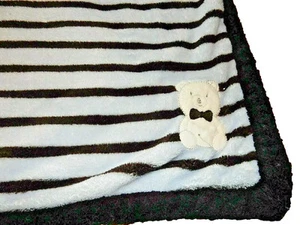 3D !WOW! 30x30 ABSORBA Teddy Bear Striped Plush Crib baby Blanket (Bad Pictures) - Picture 1 of 6