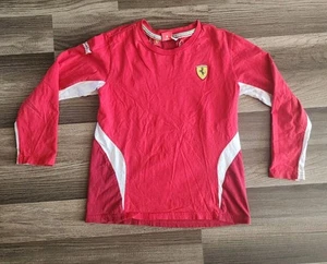 PUMA X FERRARI SHIRT YOUTH BOYS SMALL RED WHITE LONG SLEEVE SCUDERIA CAR RACING - Picture 1 of 12