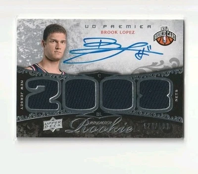 2008-09 UD Premier Brook Lopez Gold Rookie RC Quad Jersey Auto Autograph #'d/199 - Image 1 of 2