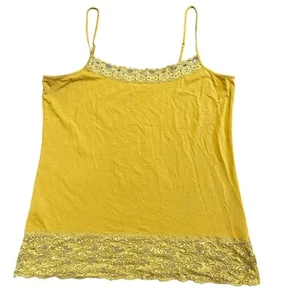 LOFT canotta cami pizzo floreale gialla donna XL boho fata stile y2k cinturino estate - Foto 1 di 7
