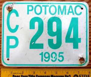 1995 Maryland Potomac Crab Fishing Permit License Plate Number Tag - Photo 1/1