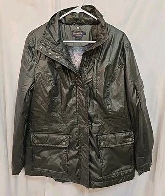 Pendleton Women's Waxed Cotton Full-zip Jacket Quilted Lined Dk Green Sz L - Image 1 of 4