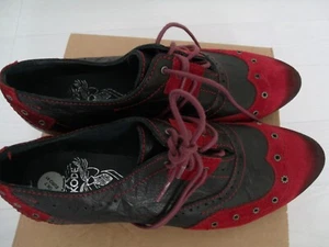 INCREÍBLES ZAPATOS PECULIARES DKODE ROJO NEGRO DESGASTADO SWING CUERO GAMUZA TALLA 41 NUEVOS - Imagen 1 de 10