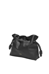LOEWE Flamenco Medium $3150 Black Leather Clutch New & Authentic - Picture 1 of 4