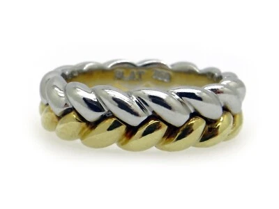 Scott Kay Platinum 18k Yellow Gold 6mm Woven Rope Band Ring Sz 5 - Image 1 of 4