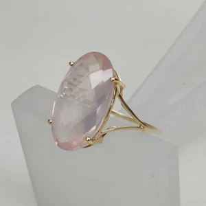 Rose Quartz Ring 18k Gold Plated Handmade Ring Wedding Ring Gift For Her - Picture 1 of 12