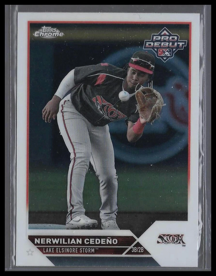 2023 Topps Pro Debut Chrome #PDC-132 Nerwilian Cedeno Lake Elsinore Storm - Image 1 of 2