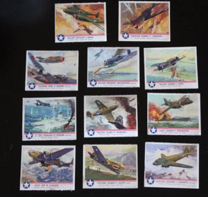 Lot of 11 Roscoe Parkinson 1944 Aviator Stamps Boyington O'Hare Bong Scott Foss - Picture 1 of 6