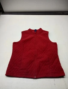 Basic Editions Womens Large Quilted Vest Full Zip Pockets Red Color - Picture 1 of 5