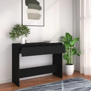 Black Console Table With Storage Drawer Living Room Hall Office Furniture - Picture 1 of 9