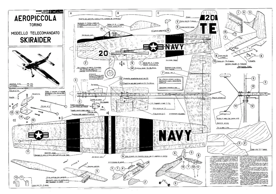Aeropiccola Skiraider (Douglas Skyraider) all sheet control line model plan - Image 1 of 1