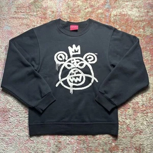 MNWKA Mishka “8-Bit Bear Mop” Black Crewneck Pullover Sweatshirt SMALL PRE-OWNED - Picture 1 of 5