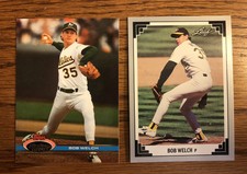 1991 Leaf Topps Stadium Bob Welch Baseball Cards Oakland A’s Athletics