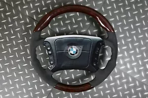 BMW E36 3 E39 5 E38 7 Series Steering Wheel Walnut Wood Alcantara - Foto 1 di 4