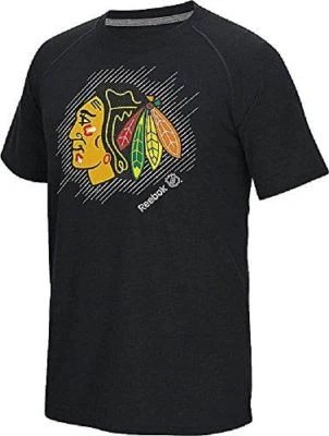 Camiseta sintética manga corta Chicago Blackhawks Charcoal Frost Logo de Reebok Foto 1 de 4