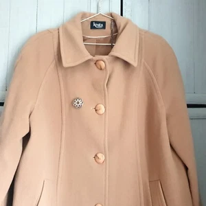 Vintage 80s Wool Cashmere Camel Coat Sz 18 20 Steampunk Landgirl - Picture 1 of 11